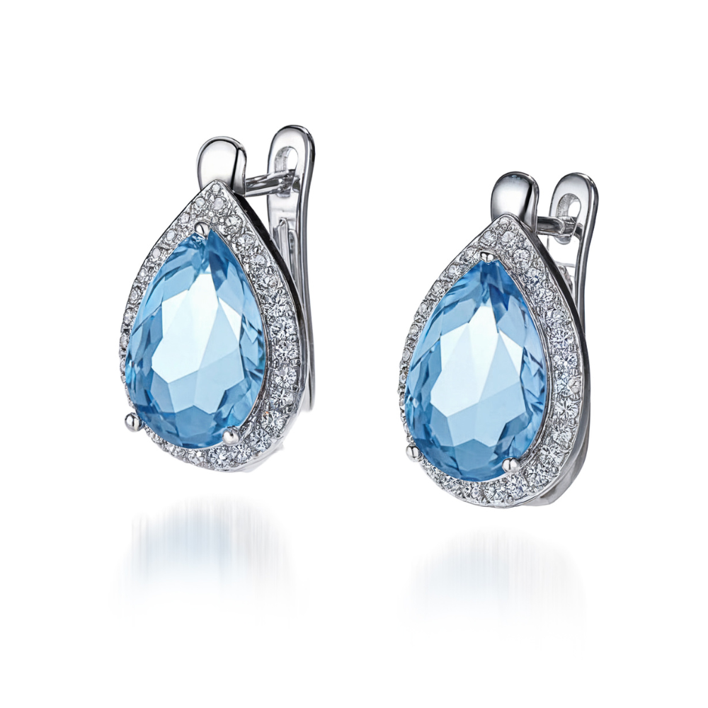 Boucles d'oreilles aigue-marine en forme de larme