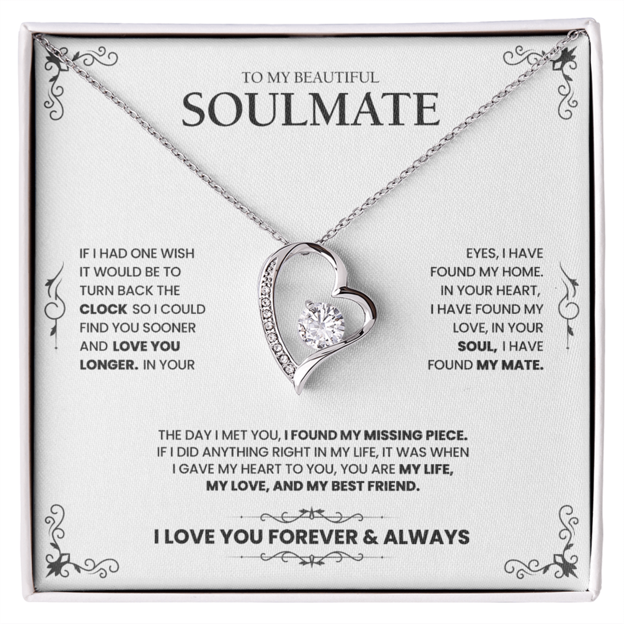 À mon âme sœur | Collier diamant cœur incliné