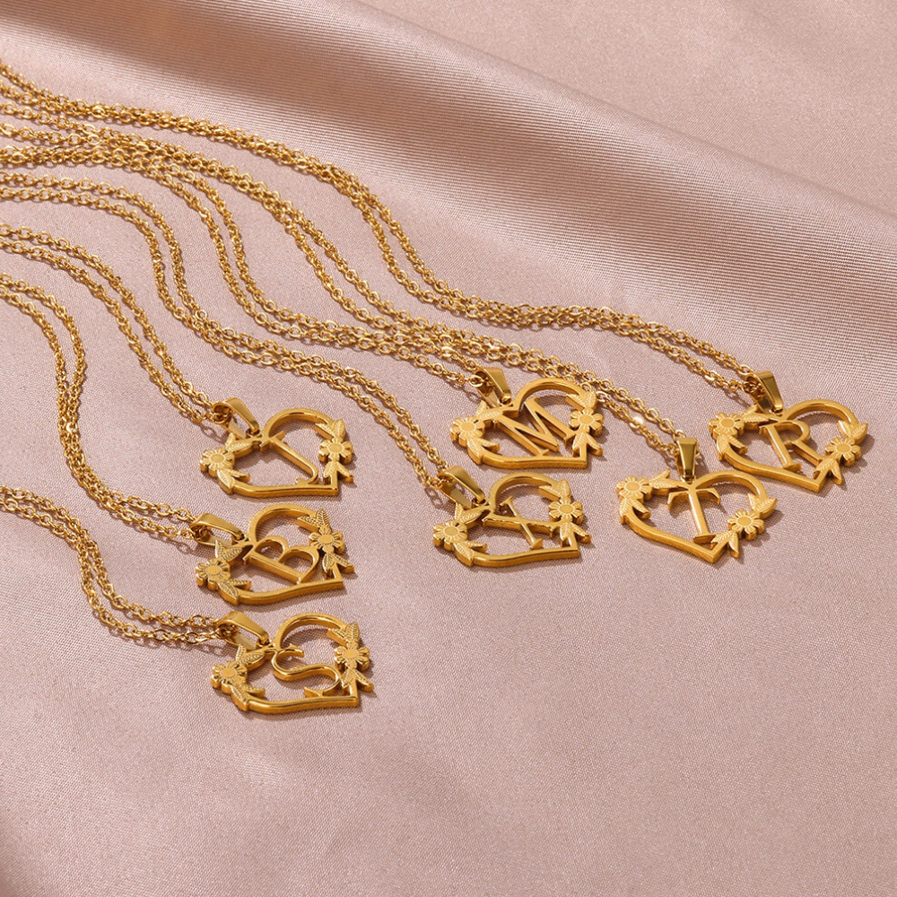 Collier Cœur Initial Or Personnalisé