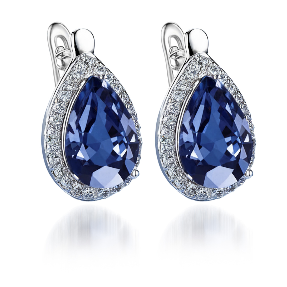 Boucles d'oreilles saphir en forme de larme