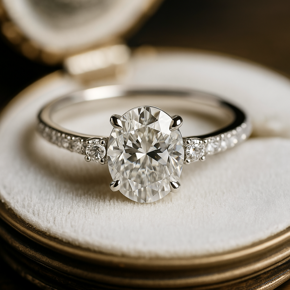 La Luna - Bague Moissanite en Or Blanc 18K