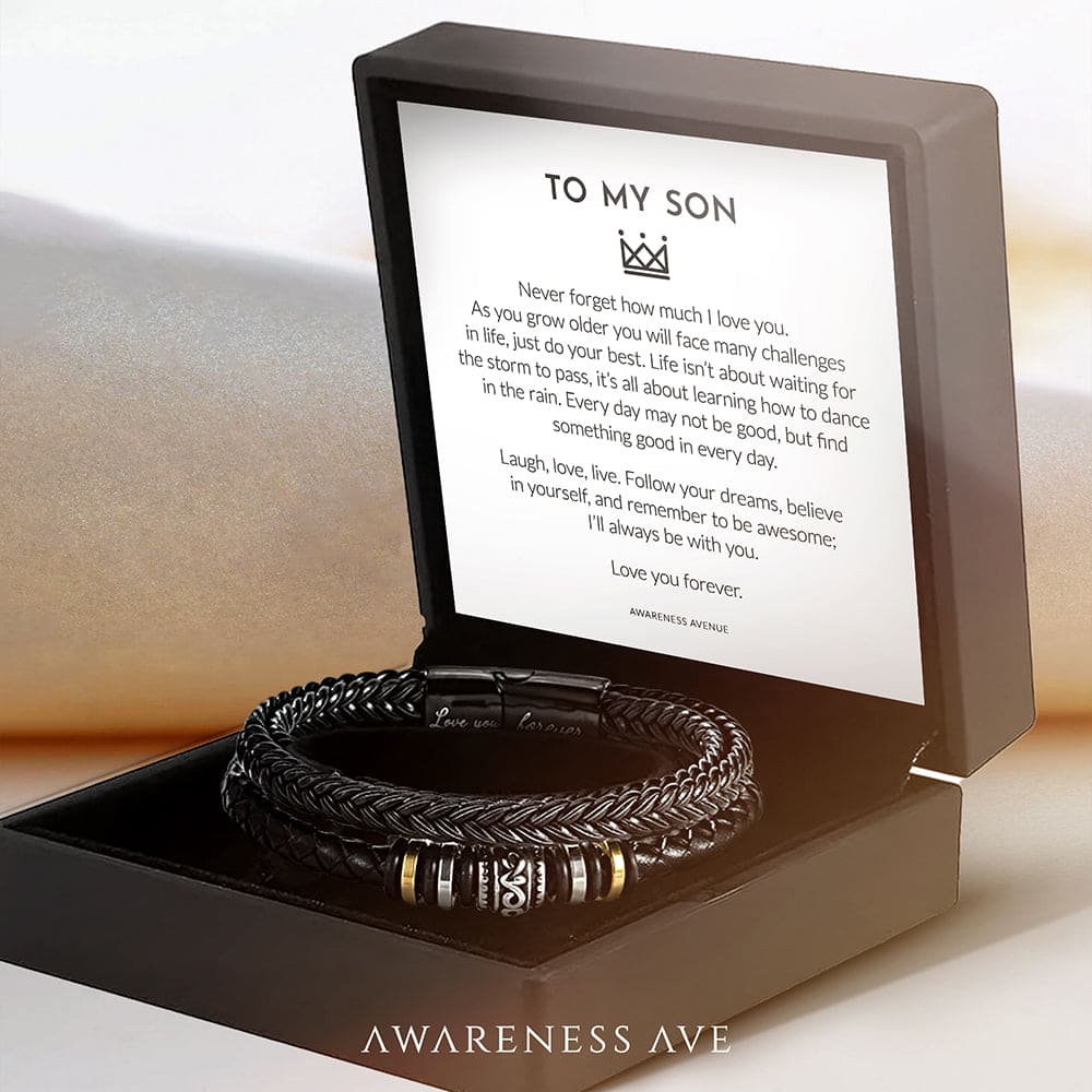 À Mon Fils | Je T'aime Pour Toujours | Bracelet Tressé en Cuir