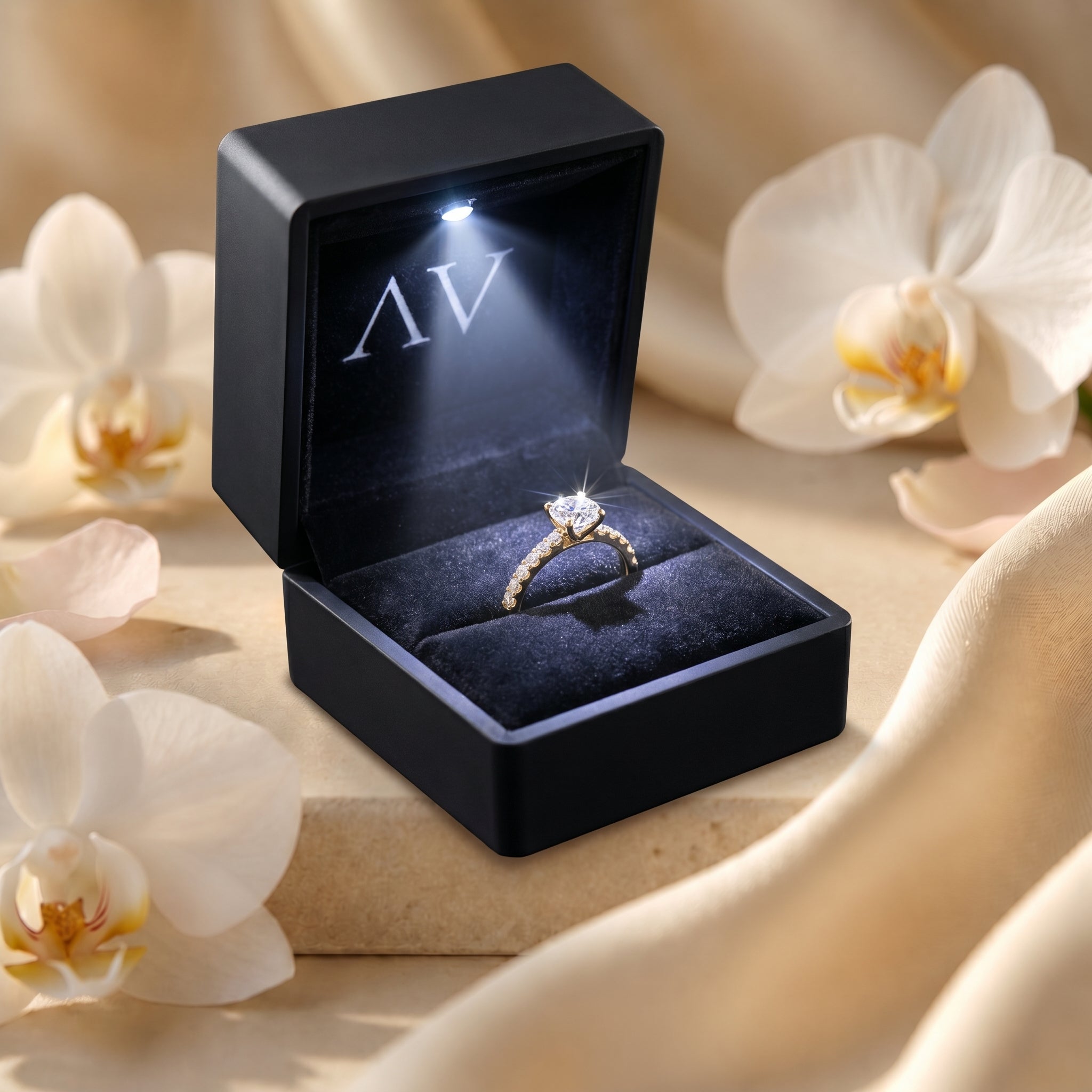 AI0009-ROU-0.5CT-PAVE-SOLIT - Premium LED Gift Box Presentation