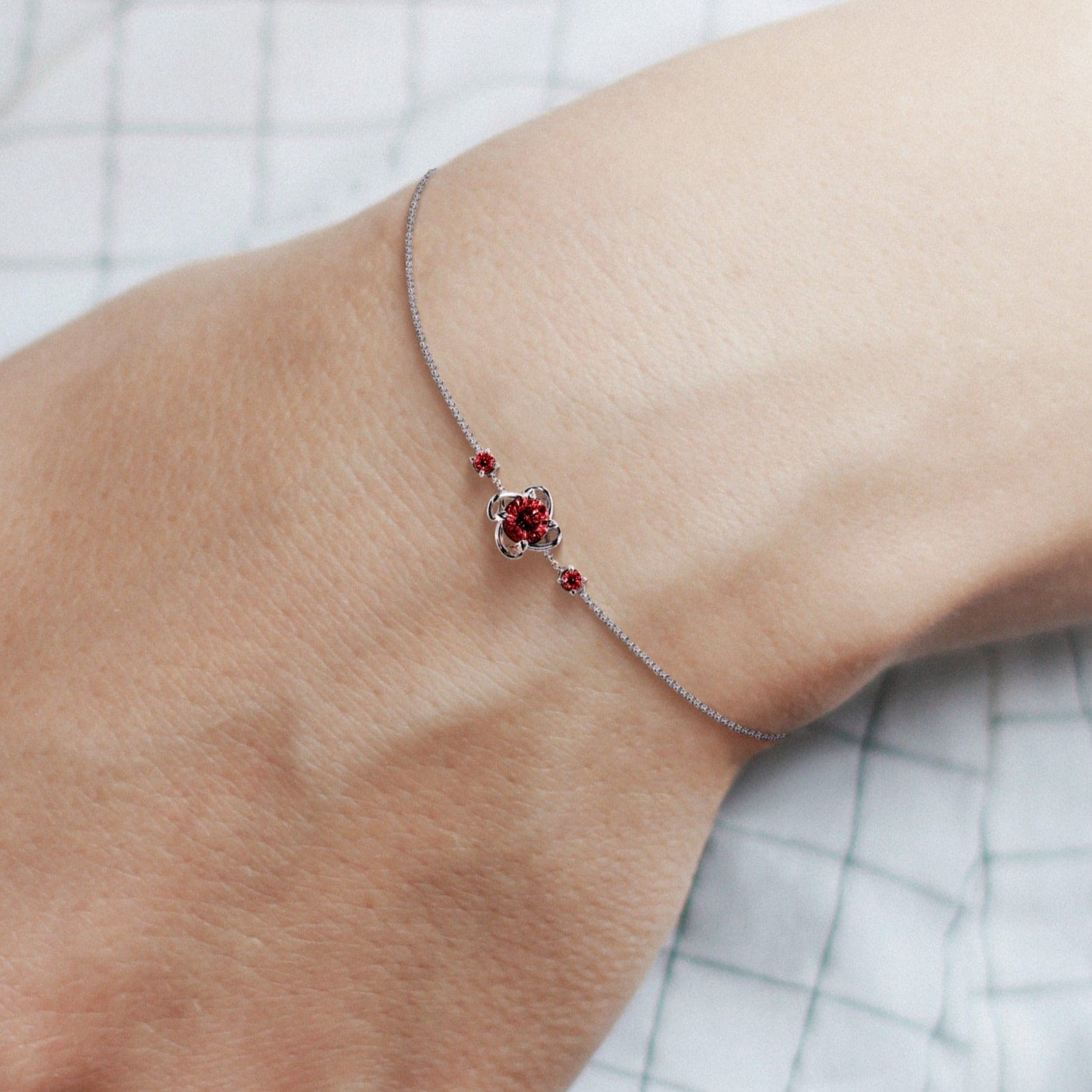 Bracelet Pierre de Naissance Rubis Juillet - Argent Sterling S925
