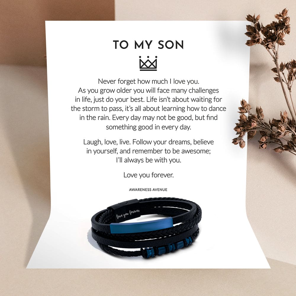 À Mon Fils | Je T'aime Pour Toujours | Bracelet en Cuir