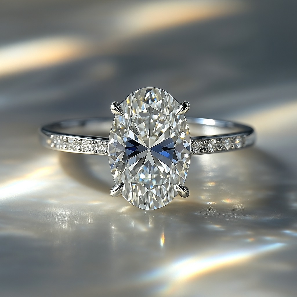 The Opaline - Bague Moissanite en Or Blanc 18K