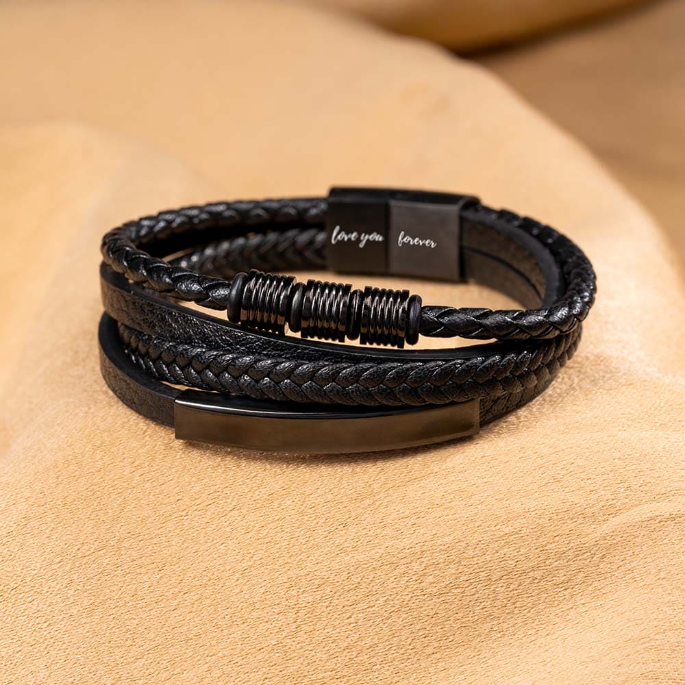 À Mon Fils | Je T'aime Pour Toujours | Bracelet en Cuir