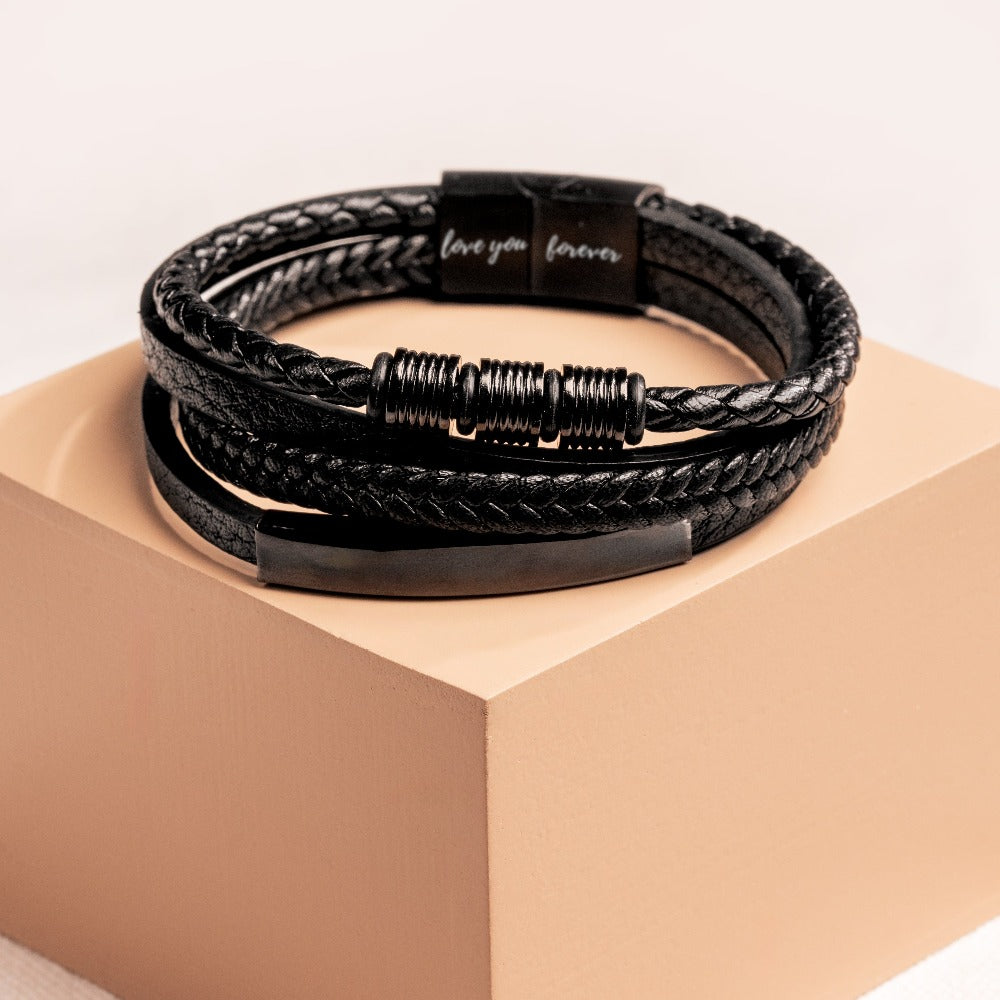 À Mon Fils | Je T'aime Pour Toujours | Bracelet en Cuir