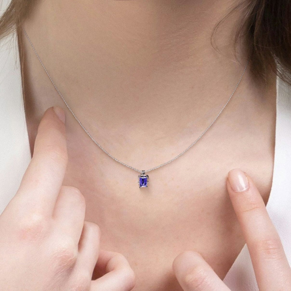 February Amethyst Birthstone Necklace - S925 Sterling Silver