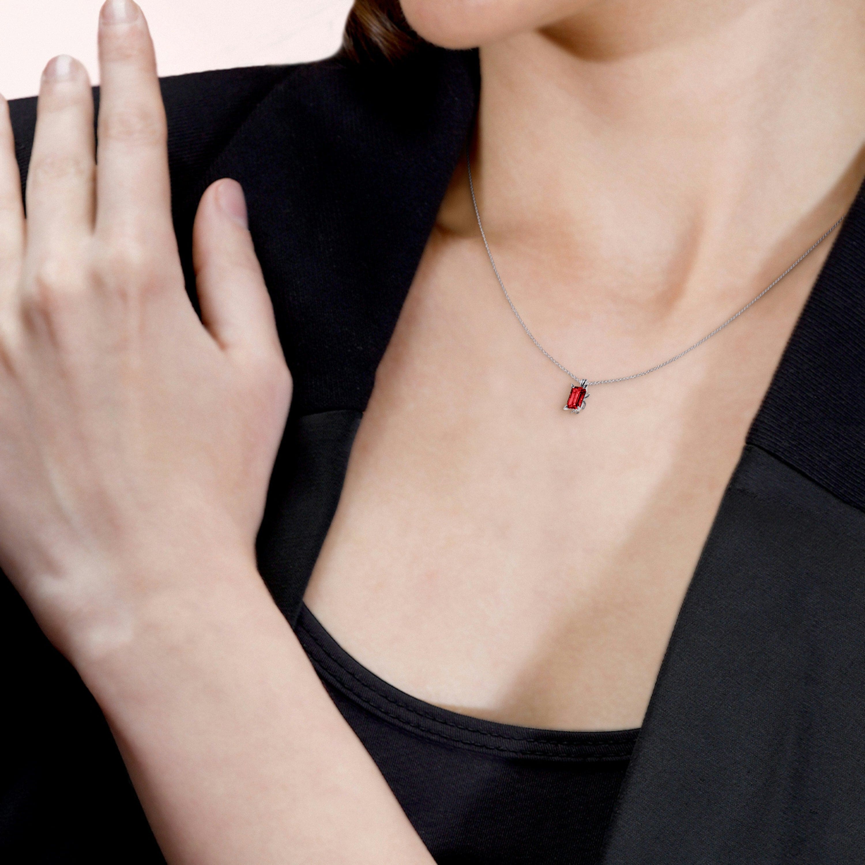 Collier Pierre de Naissance Rubis Juillet - Argent Sterling S925
