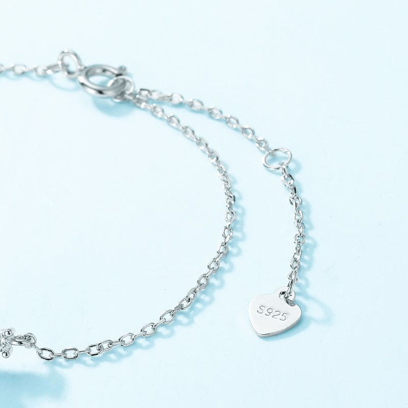 Bracelet de charme en agate mousse naturelle taille carrée - Argent Sterling S925