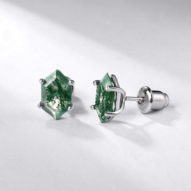 À ma magnifique épouse | Boucles d'oreilles en agate mousse - Argent Sterling S925