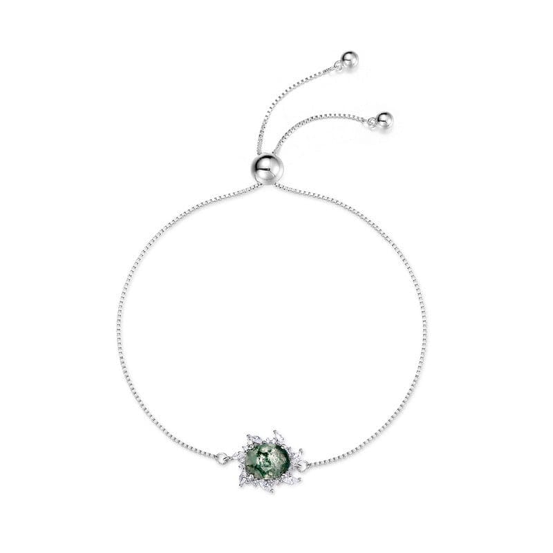 Bracelet Agate Mousse Naturelle Éclat Solaire - Argent Sterling S925