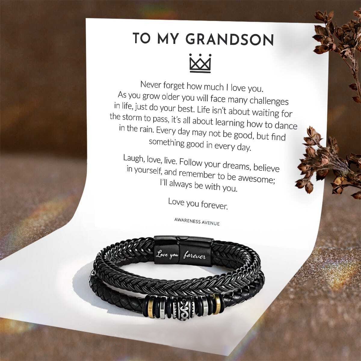 Je t'aimerai toujours | Bracelet cadeau en cuir pour homme