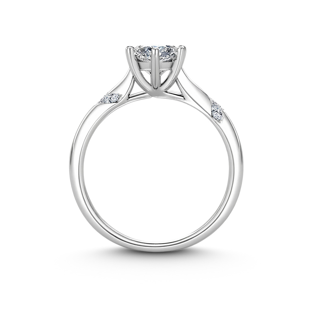 Bague solitaire moissanite, coupe ronde, 6 griffes