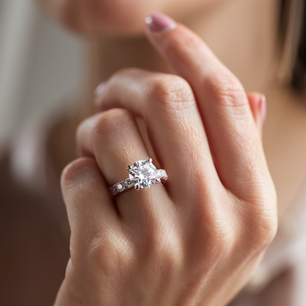 Bague d'éternité Moissanite, taille ronde 2CT