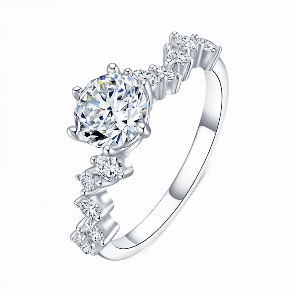 Bague éternité Moissanite, taille ronde 1CT, avec accents
