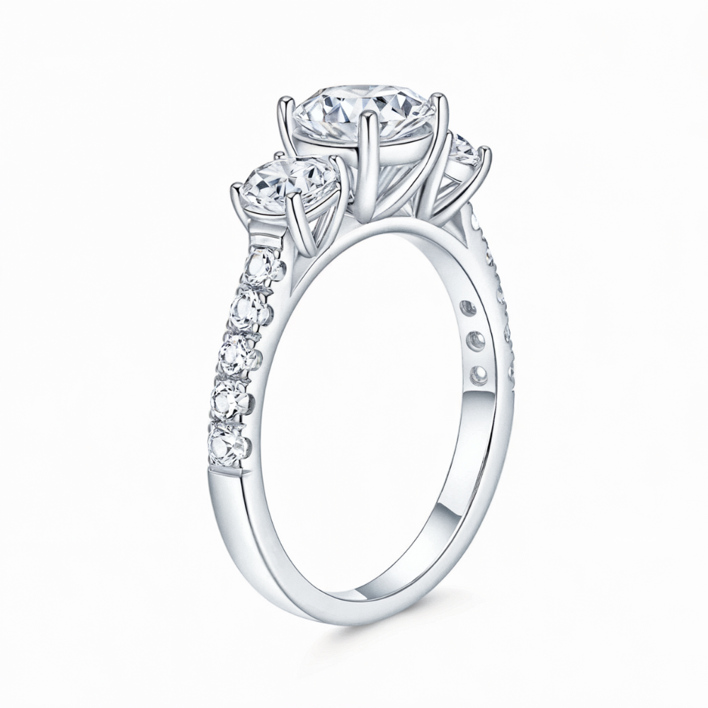 Bague Moissanite Trois Pierres 1.8CT