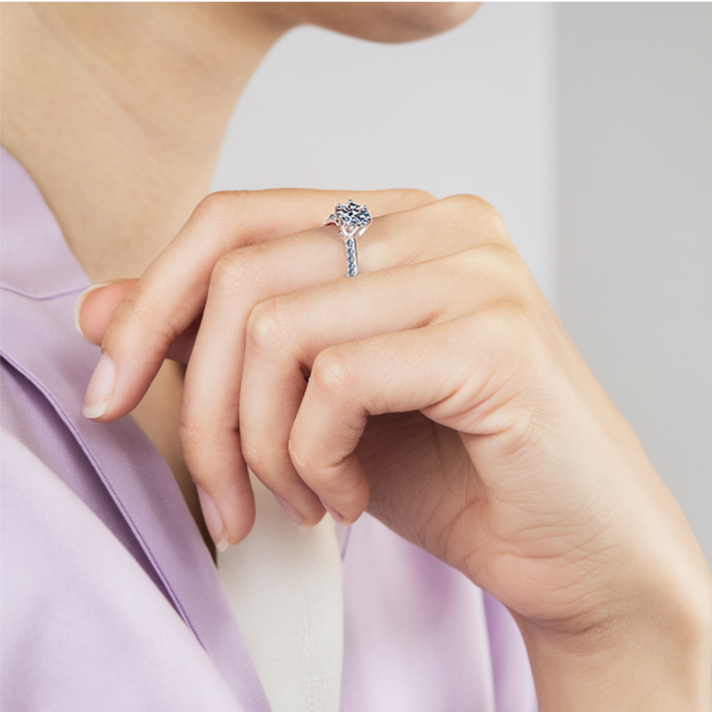 Bague Moissanite 0.5CT Six Griffes