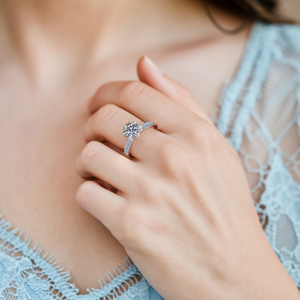 Bague d'éternité Moissanite, double pavé, 3CT