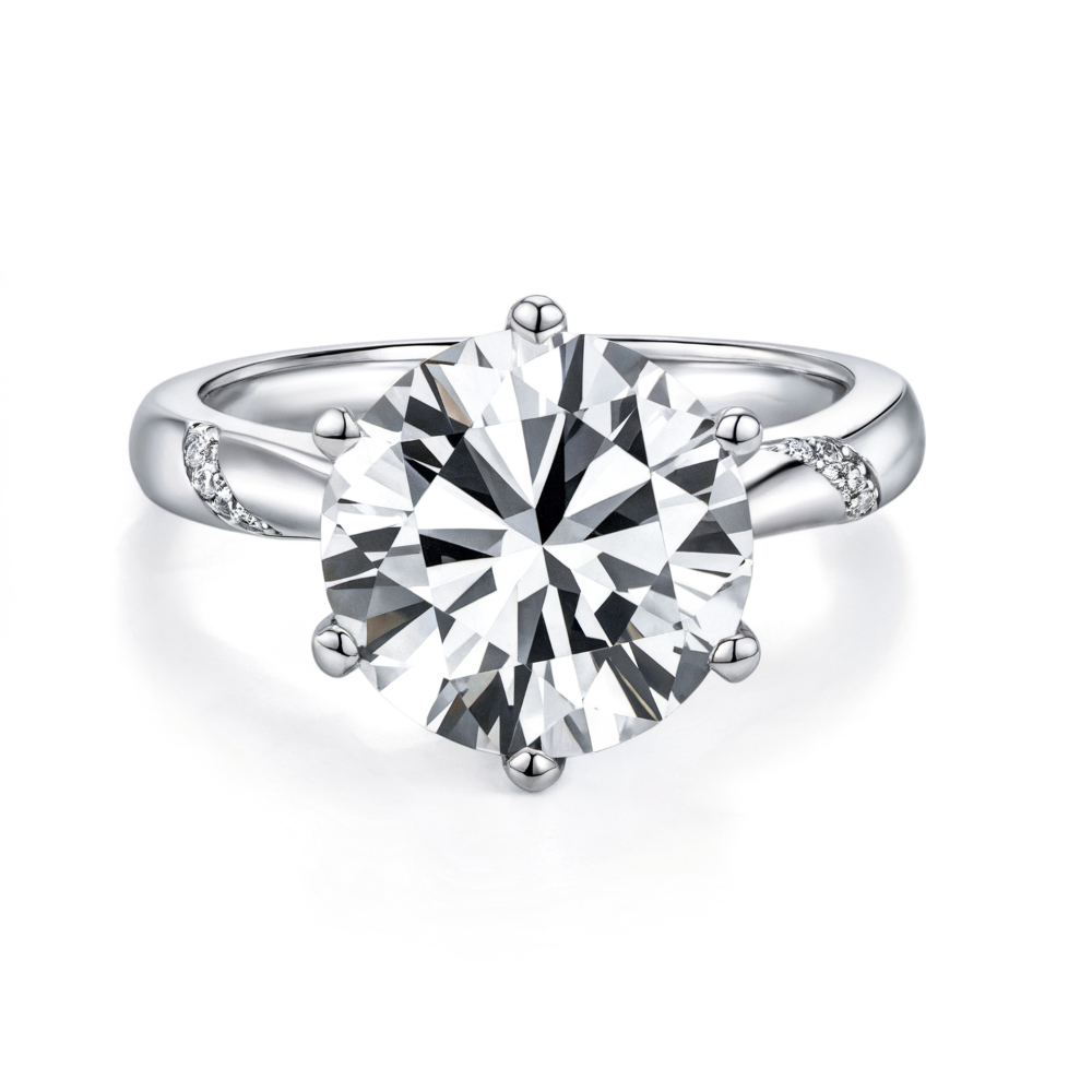 Bague Moissanite 5CT Ronde Accentuée