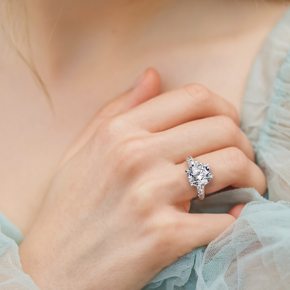 Bague d'éternité moissanite vintage, taille ronde 5CT