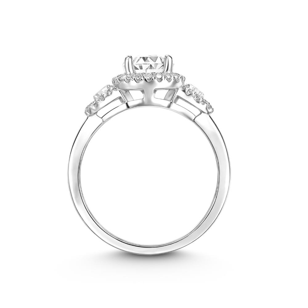 Bague Moissanite Halo, 3 Pierres Rondes