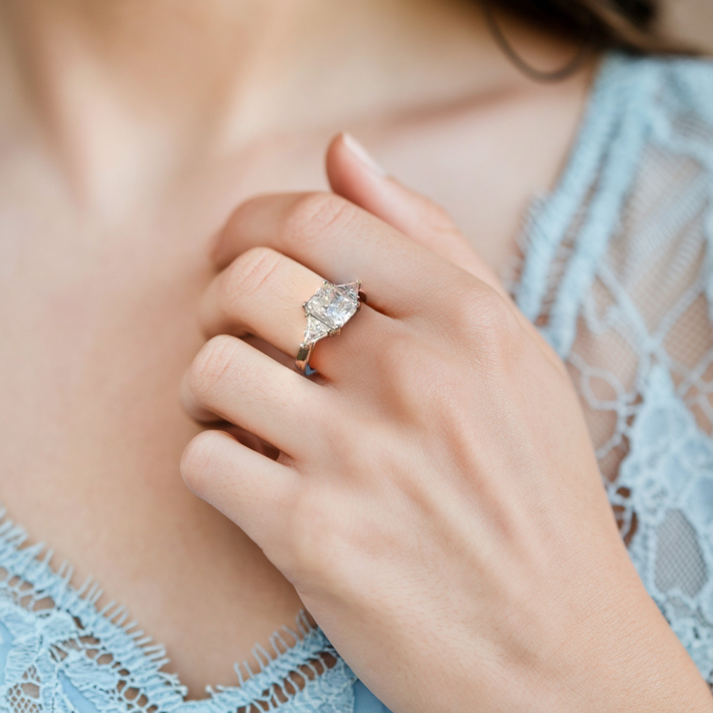 3CT Solitaire 3-Stone Moissanite Ring