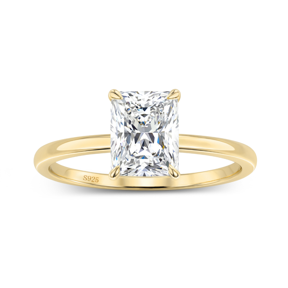 Bague solitaire moissanite taille radiant 3CT