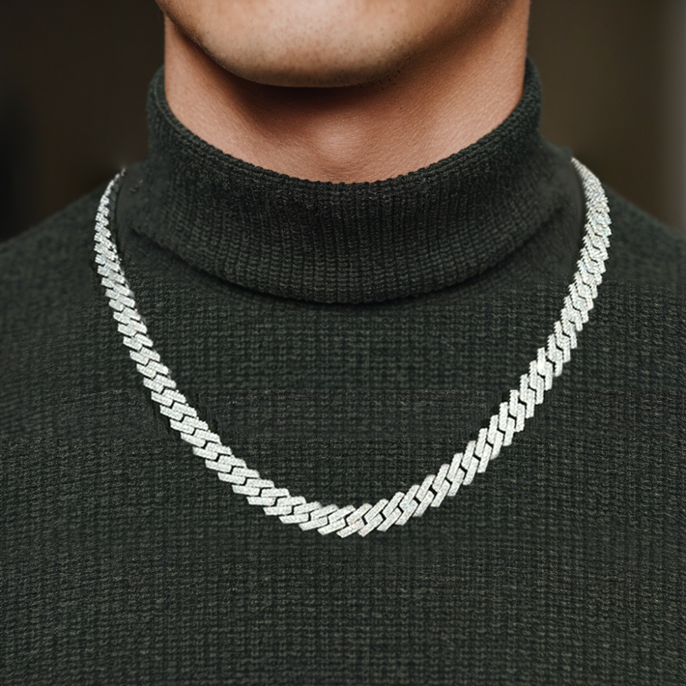 Chaîne cubaine glacée en moissanite pour hommes