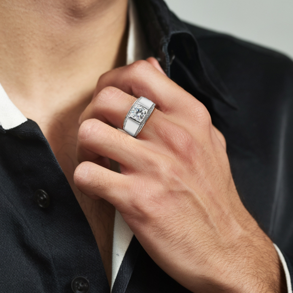 Alliance Homme Moissanite 1CT