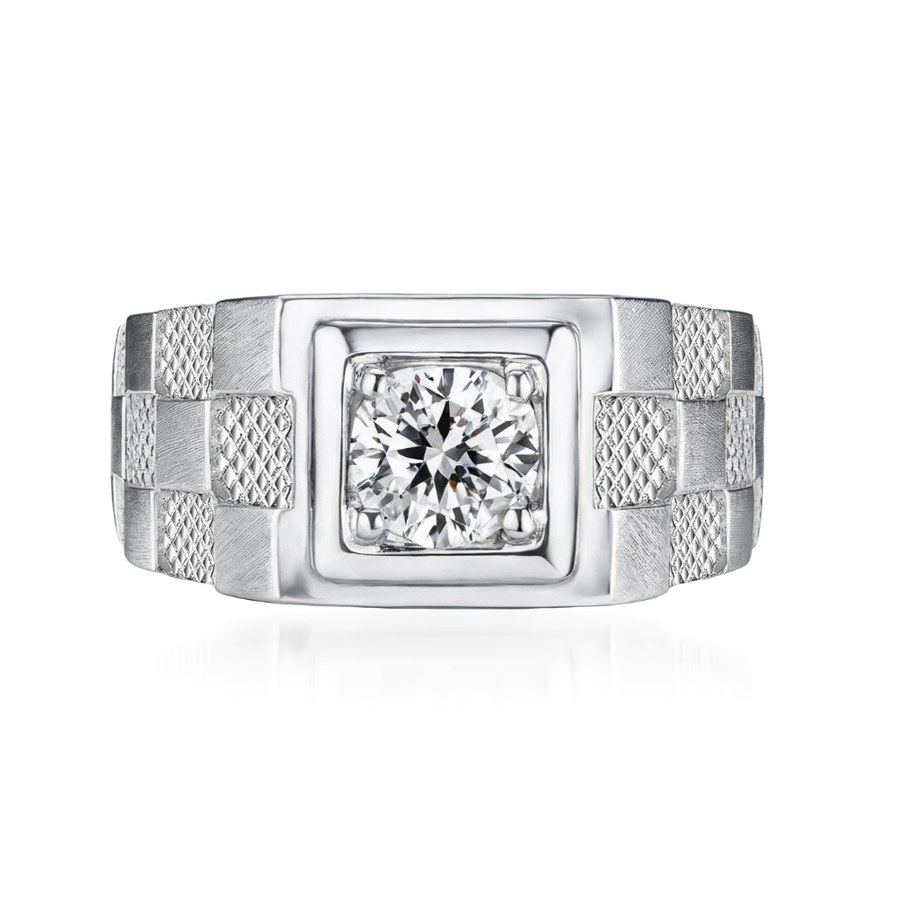 Bague de mariage à carreaux pour homme, Moissanite 1CT