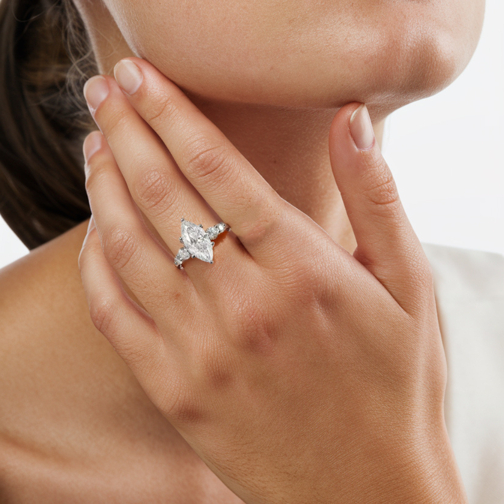 Bague Moissanite Taille Marquise 3CT