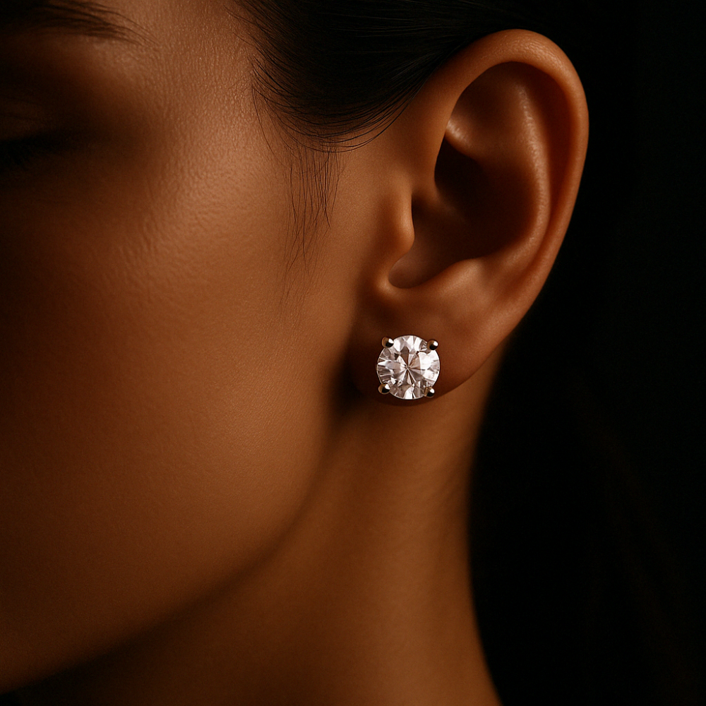 À ma magnifique épouse | Boucles d'oreilles Moissanite taille ronde | Cadeau pour elle