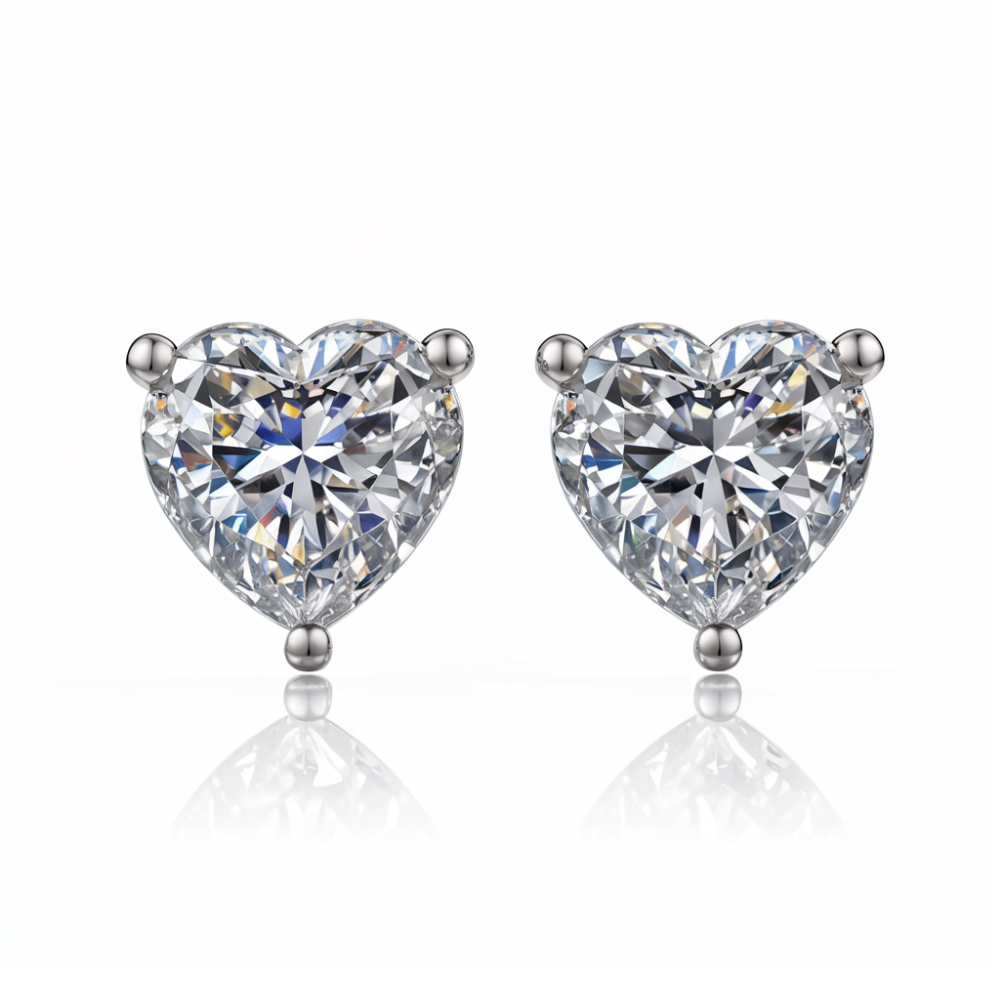 Boucles d'oreilles en diamant en forme de cœur