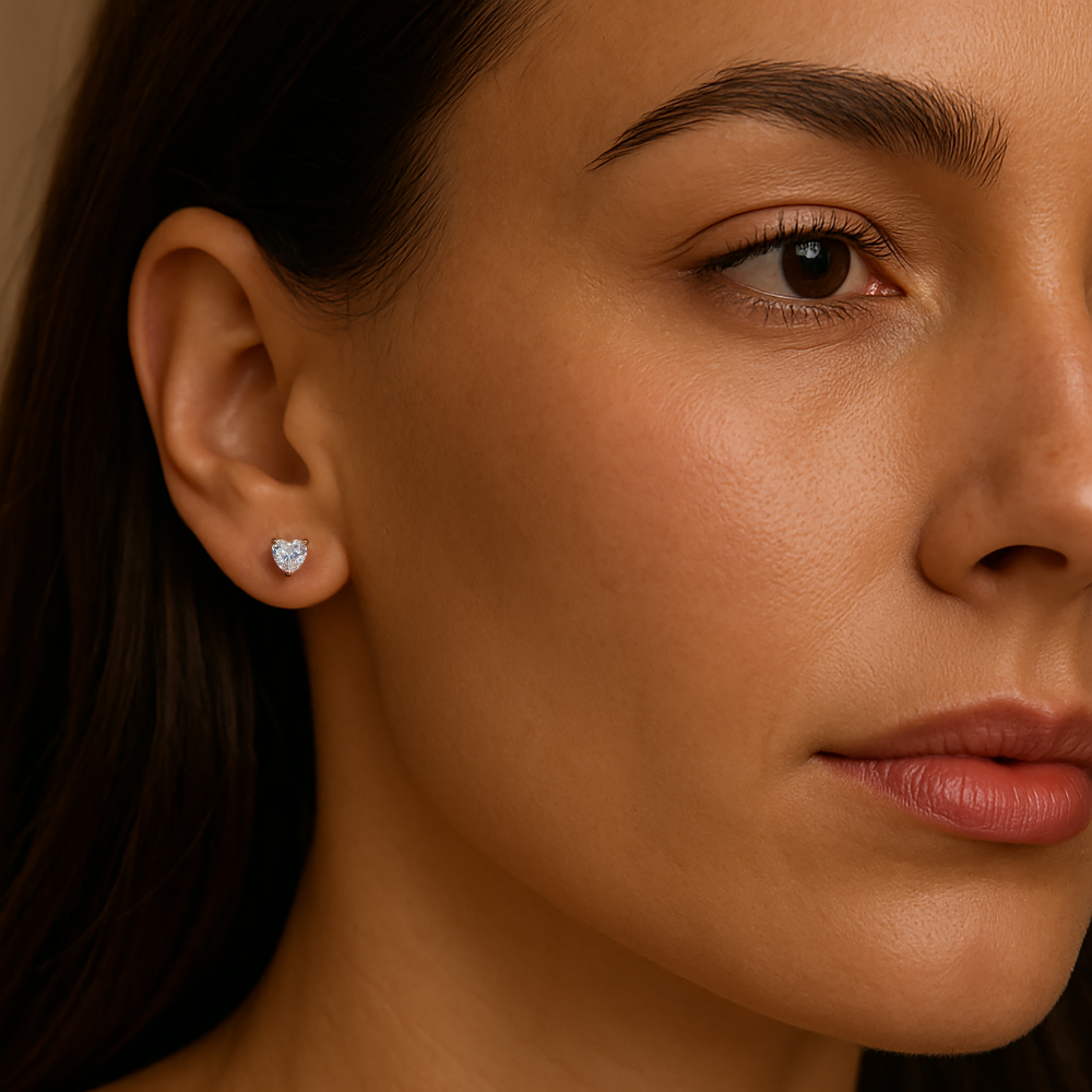 Boucles d'oreilles en diamant en forme de cœur