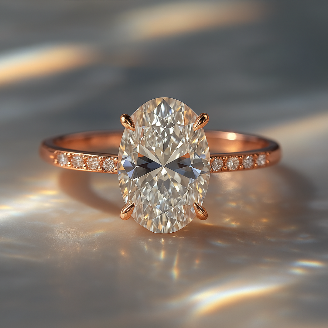 La Opaline - Bague Moissanite en Or Rose 18K