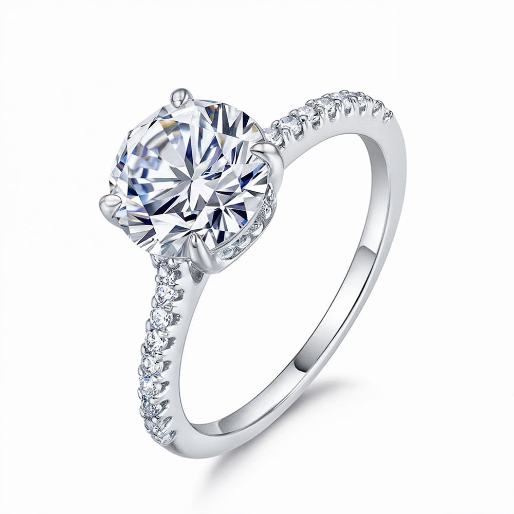 Bague Moissanite Halo Invisible, Taille Ronde 4CT