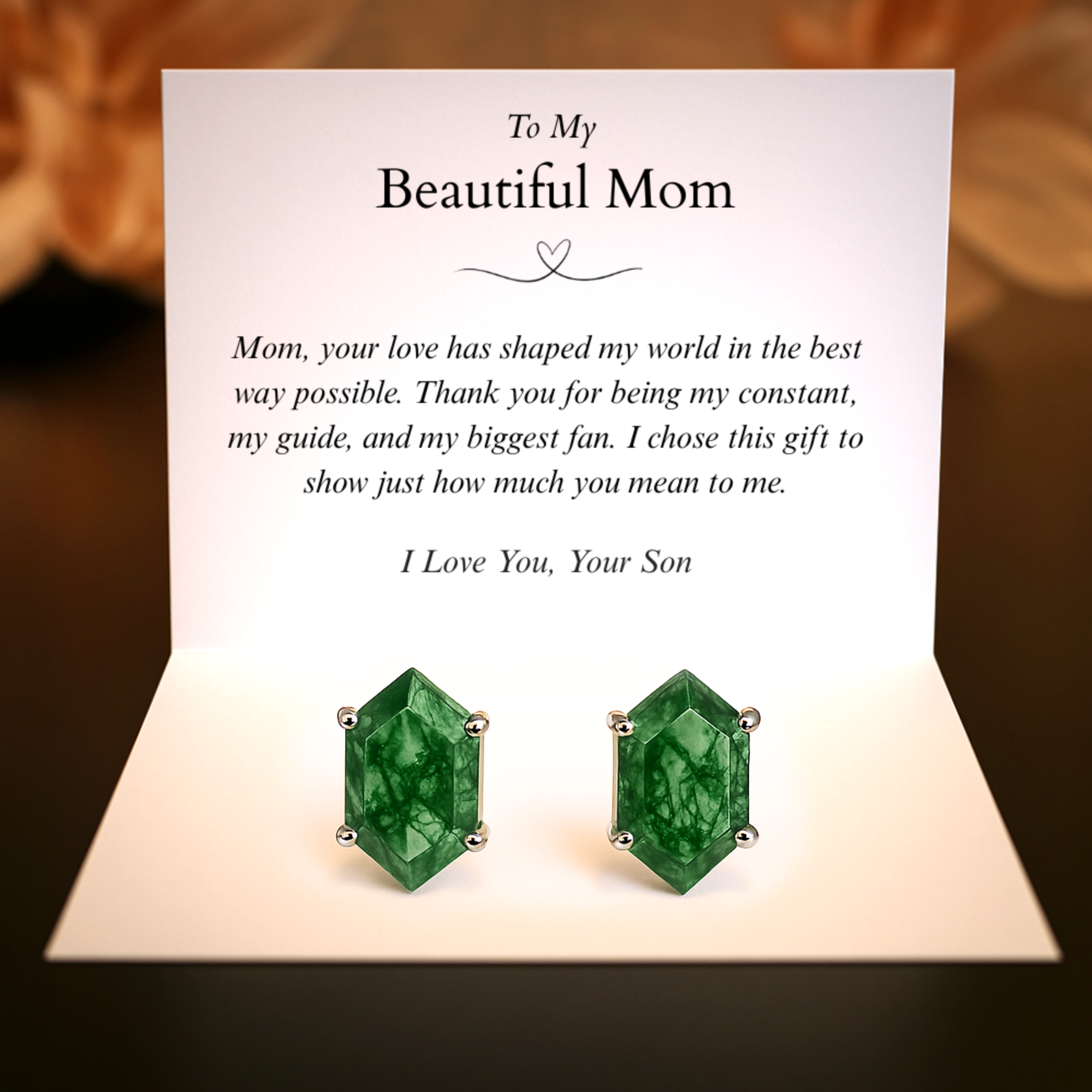 À ma merveilleuse maman | Boucles d'oreilles en agate mousse | De ton fils