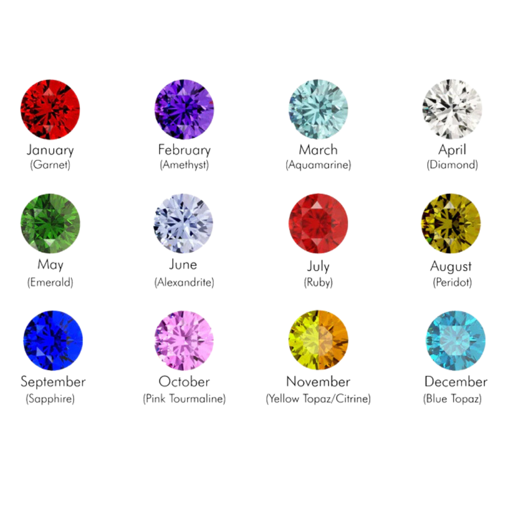 Collier cœur rose gravé avec pierre de naissance