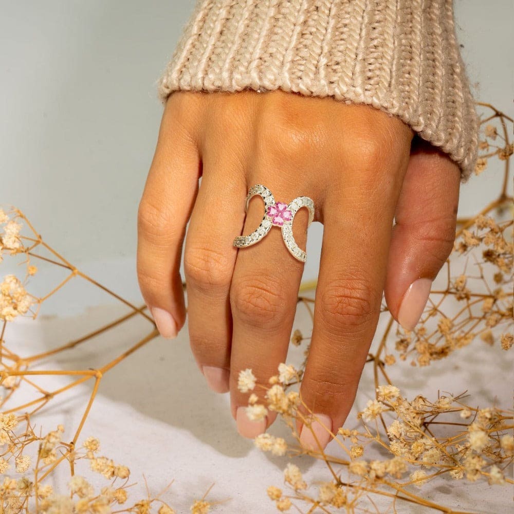 Sérénité Rose : Bague Boucle d'Amour Infini - Argent Sterling S925