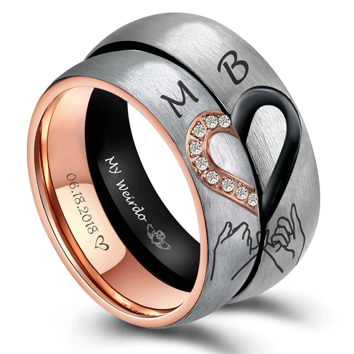 Bagues de couple Cœurs Diamant Assortis