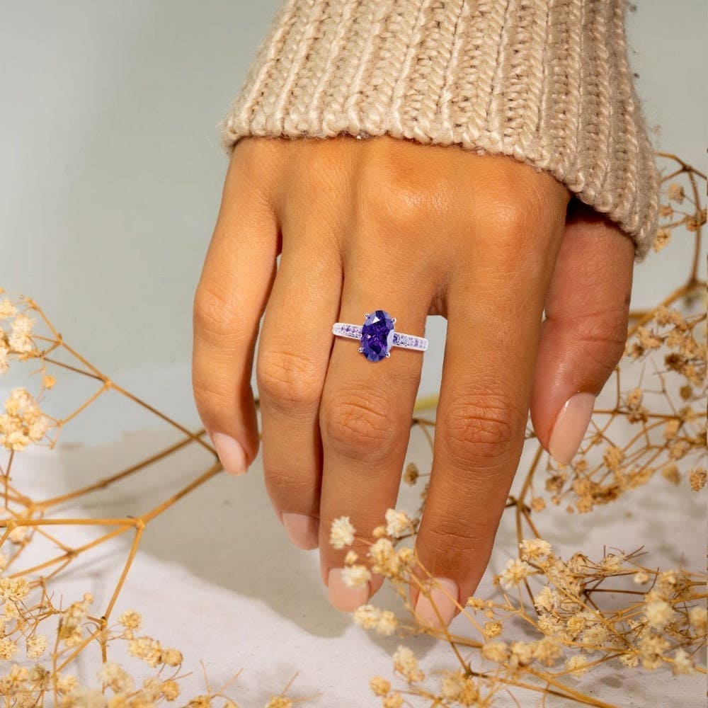 Lumine Grace : Bague Améthyste Ovale - Argent Sterling S925