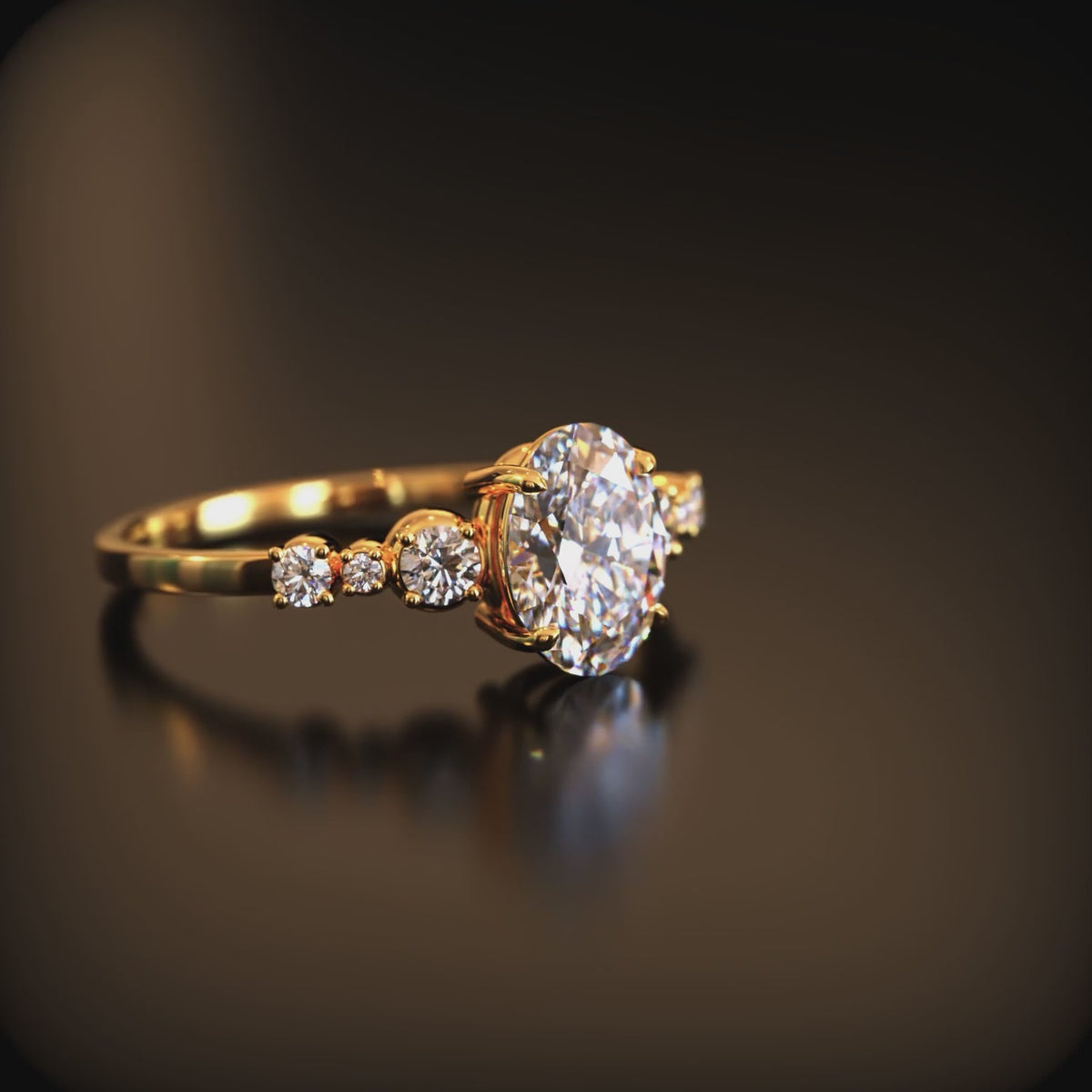 The Alina 1 carat oval-cut moissanite ring crafted in 14K solid gold