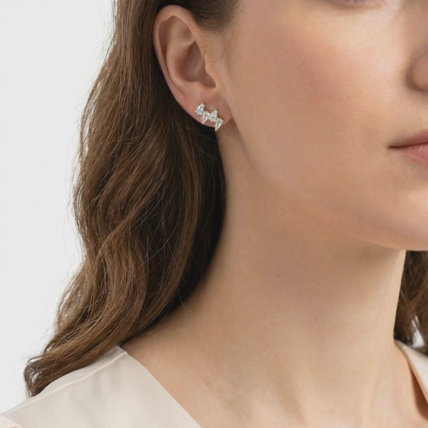 Solid gold cluster earrings with 5A Zirconia.