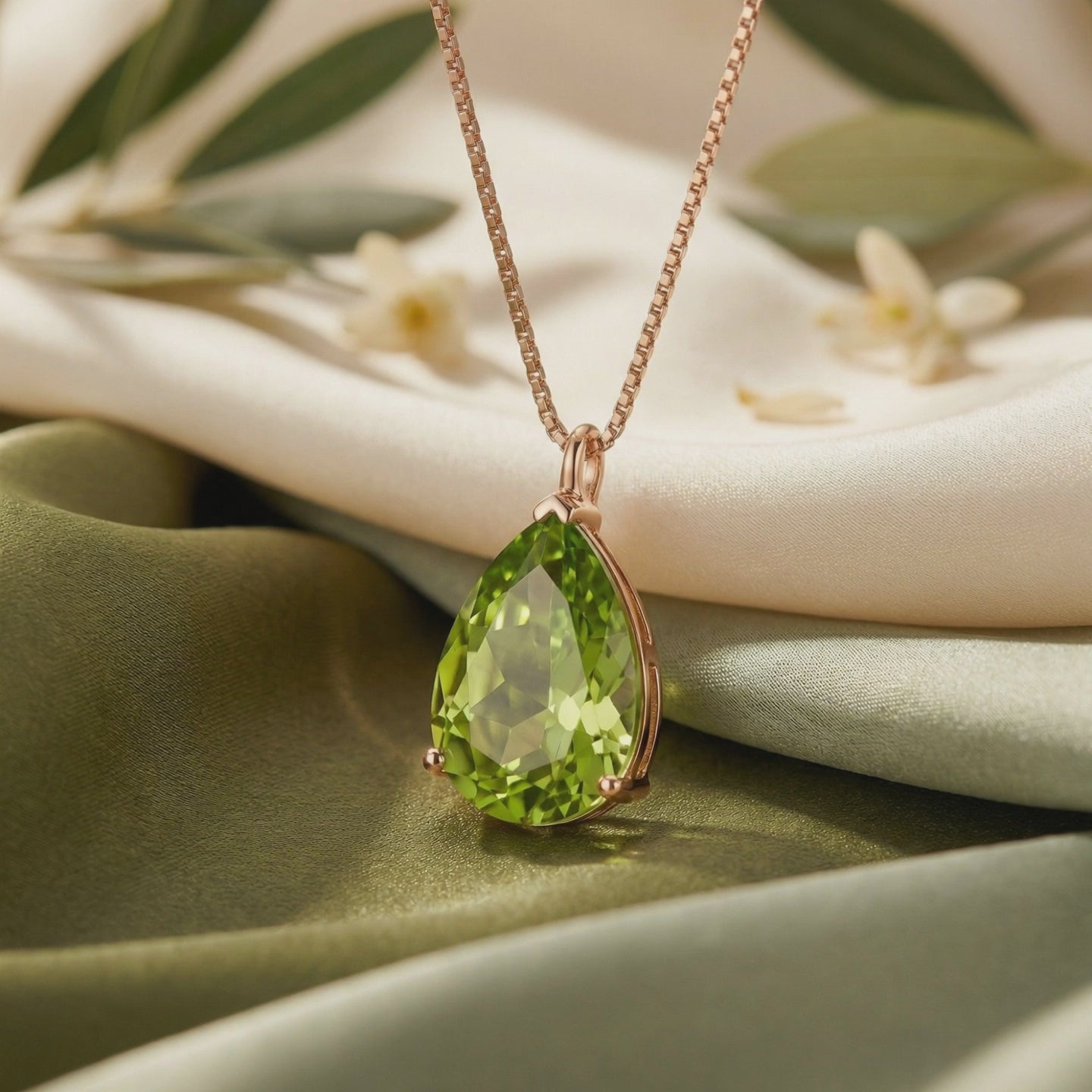 Video showcasing the Elyon Peridot Pendant Necklace in solid gold.