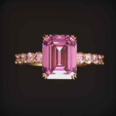 Pink moissanite solid gold ring