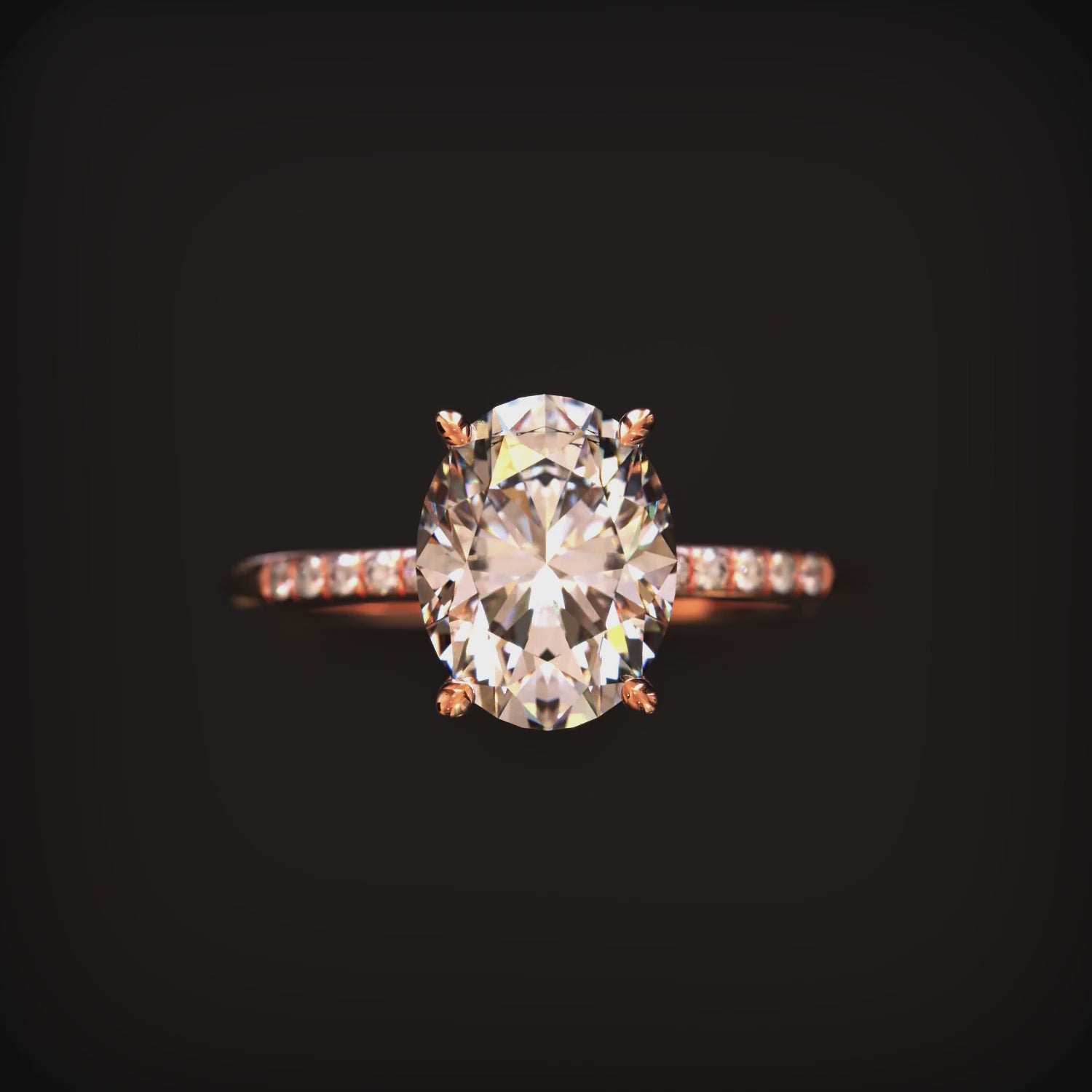 The Opaline 2 carat oval moissanite ring in solid gold.