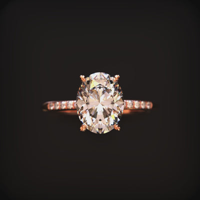 The Opaline 2 carat oval moissanite ring in solid gold.