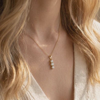 Larisa moissanite pendant necklace in solid gold.